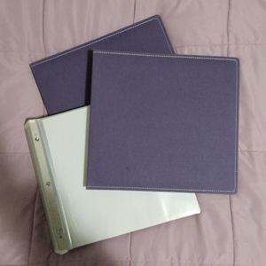 Two Purple Cloth Scrapbooks and Additional Paper